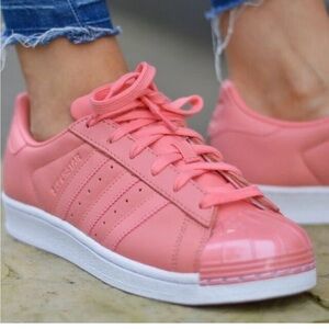 Adidas superstar leather trainers